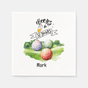 Golf 30e verjaardag Par tee dertig feest waterverf Servet