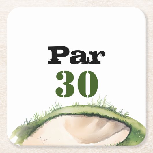 Golf 30e verjaardag Par tee dertig feestje Kartonnen Onderzetters (Voorkant)