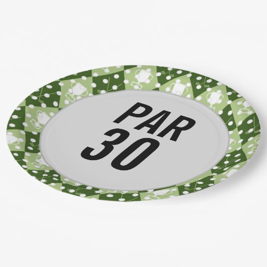 Golf 30e verjaardag van polka stip golfer papieren bordje (Gekanteld)