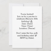 Golf 30e verjaardagstaart voor Golfer Party Kaart (Achterkant)