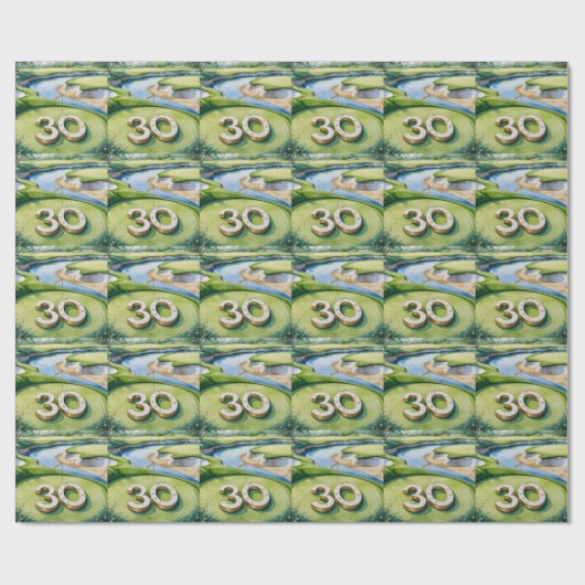 Golf 30e verpartij op de golfbaan cadeaupapier (Vlak)