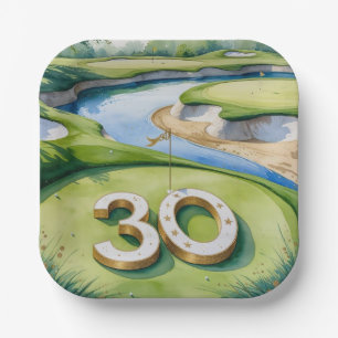 Golf 30ste verpartijfeest op papieren bord van de