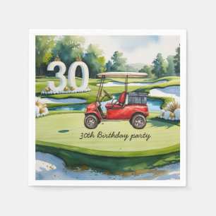 Golf 30th Birthday golf en t-shirt op groen Servet