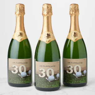 Golf 30th Birthday golf en t-shirt op groen Sparkling Wijnetiket