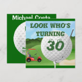 Golf 30th Birthday Invitations SJABLOON Kaart (Voorkant / Achterkant)