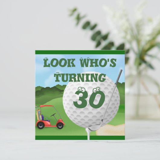 Golf 30th Birthday Invitations SJABLOON Kaart (Staand voorkant)