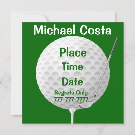 Golf 30th Birthday Invitations SJABLOON Kaart (Achterkant)