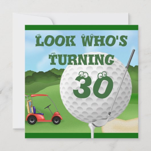 Golf 30th Birthday Invitations SJABLOON Kaart (Voorkant)