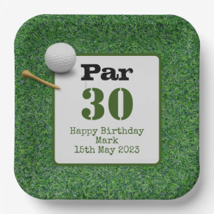 Golf 30th Birthday met golfbal op groen gras Papieren Bordje