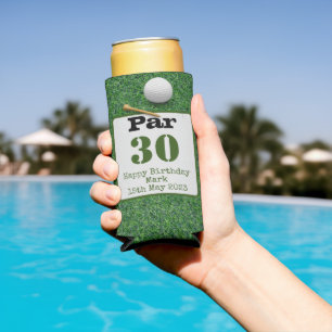Golf 30th Birthday met golfbal op groen gras Seltzer Blikjeskoeler