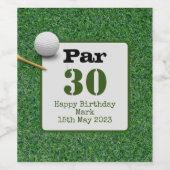 Golf 30th Birthday met golfbal op groen gras Wijn Etiket (Enkel label)