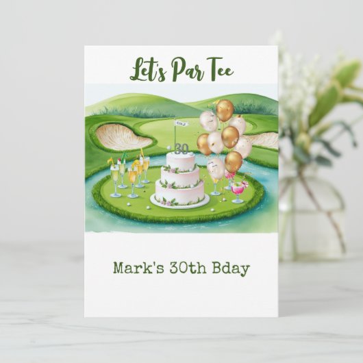 Golf 30th Birthday Par t-shirt 30party Kaart (Staand voorkant)