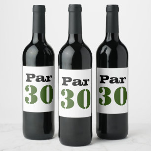 Golf 30th Birthday Par t-shirt met nummer Wijn Etiket
