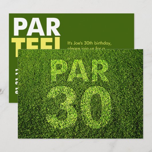 Golf 30th Birthday Party Kaart (Voorkant / Achterkant)