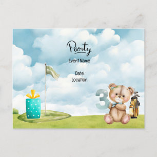Golf 3e verjaardag save the date voor baby jongen briefkaart