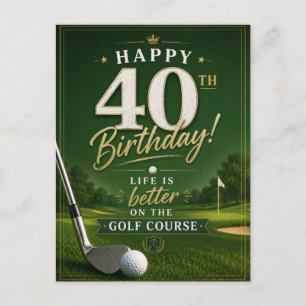 Golf 40e verjaardag  Bewaar de datum voor golf fee Briefkaart