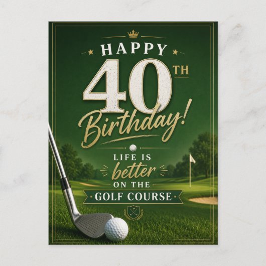 Golf 40e verjaardag Bewaar de datum voor golf fee Briefkaart (Voorkant)