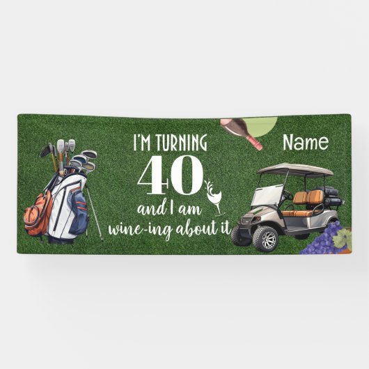 Golf 40e verjaardag cadeaus voor golfer spandoek (Horizontaal)