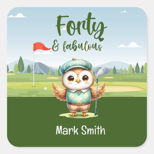 Golf 40e verjaardag feestje golfer verjaardag vierkante sticker (Voorkant)