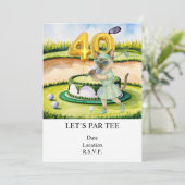 Golf 40e verjaardag met cake voor kattenliefhebber kaart (Staand voorkant)