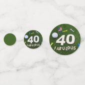 Golf 40e verjaardag met nummer 40 en golfbal confetti (Achterkanten)