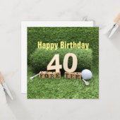Golf 40e Verjaardag met nummer en golfbal Kaart (Voorkant / Achterkant in situ)
