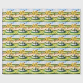 Golf 40e verjaardag met taart op de golfbaan cadeaupapier (Vlak)