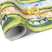 Golf 40e verjaardag met taart op de golfbaan cadeaupapier (Rol Hoek)