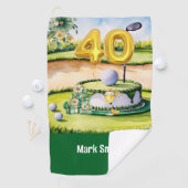 Golf 40e verjaardag met taart op de golfbaan golfhanddoek (Insitu)