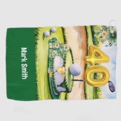 Golf 40e verjaardag met taart op de golfbaan golfhanddoek (Horizontaal)