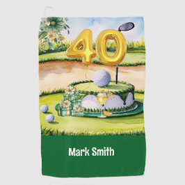Golf 40e verjaardag met taart op de golfbaan golfhanddoek