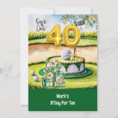 Golf 40e verjaardag met taart op de golfbaan kaart (Voorkant)