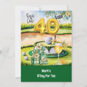 Golf 40e verjaardag met taart op de golfbaan kaart (Voorkant)