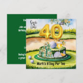 Golf 40e verjaardag met taart op de golfbaan save the date (Voorkant / Achterkant)