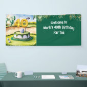 Golf 40e verjaardag met taart op de golfbaan spandoek (Beurs)