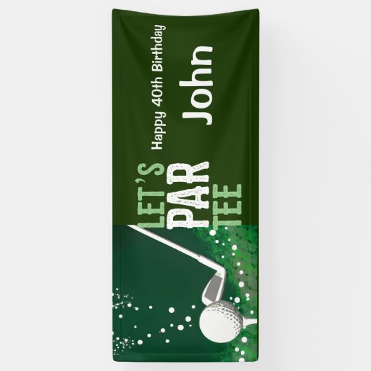 Golf 40e verjaardag voor golfer party spandoek (Verticaal)