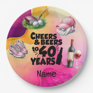 Golf 40e verjaardag voor vrouw golfer papieren bordje