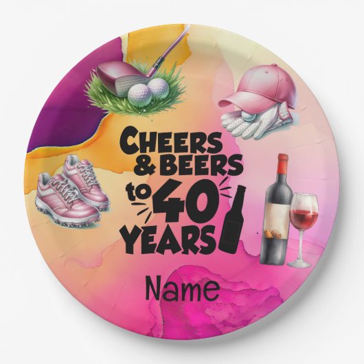 Golf 40e verjaardag voor vrouw golfer papieren bordje (Voorkant)