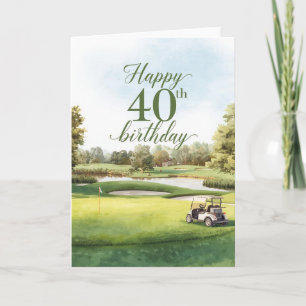 Golf 40ste verjaardag met golfkar op green kaart