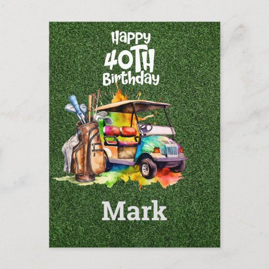 Golf 40th Birthday Golfer Jaren van Geweldige zijn Briefkaart (Voorkant)