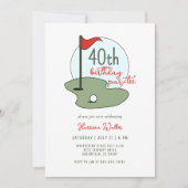 Golf 40th Birthday Party Hand Drawn Modern Green Kaart (Voorkant)