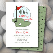 Golf 40th Birthday Party Hand Drawn Modern Green Kaart