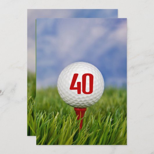 Golf 40th Birthday Party Kaart (Voorkant / Achterkant)