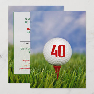 Golf 40th Birthday Party Kaart