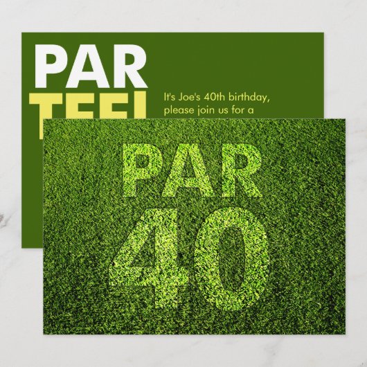 Golf 40th Birthday Party Kaart (Voorkant / Achterkant)