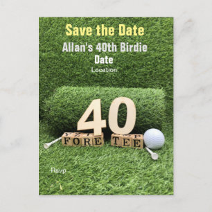 Golf 40th Birthday Party met golfbal en t-shirt Briefkaart