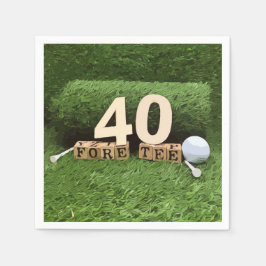 Golf 40th Birthday Party met golfbal en t-shirt Servet