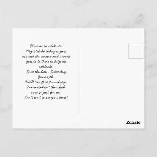 Golf 40th Birthday Save the Date for golf party Briefkaart (Achterkant)