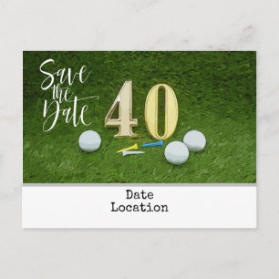Golf 40th Birthday Save the Date for golf party Briefkaart