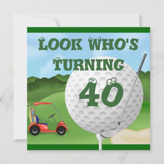Golf 40th Birthday-uitnodigingen Kaart (Voorkant)